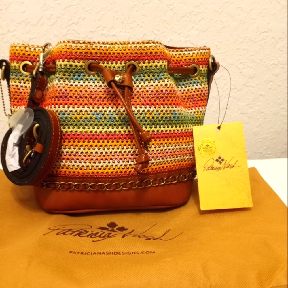 NWT Patricia Nash Civetta Drawstring Spanish Multi Zig Zag